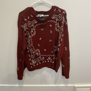 Madewell bandana pattern crewneck sweater. So cozy and perfect for fall!